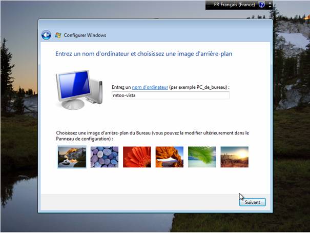 Windows Vista - Installation - Choix du nom de PC