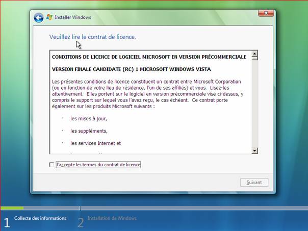 Windows Vista - Installation - CLUF