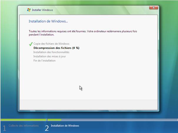 Windows Vista - Installation - Installation en cours