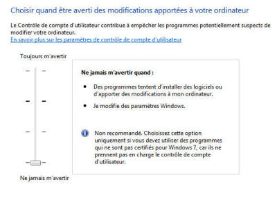 UAC désactivé