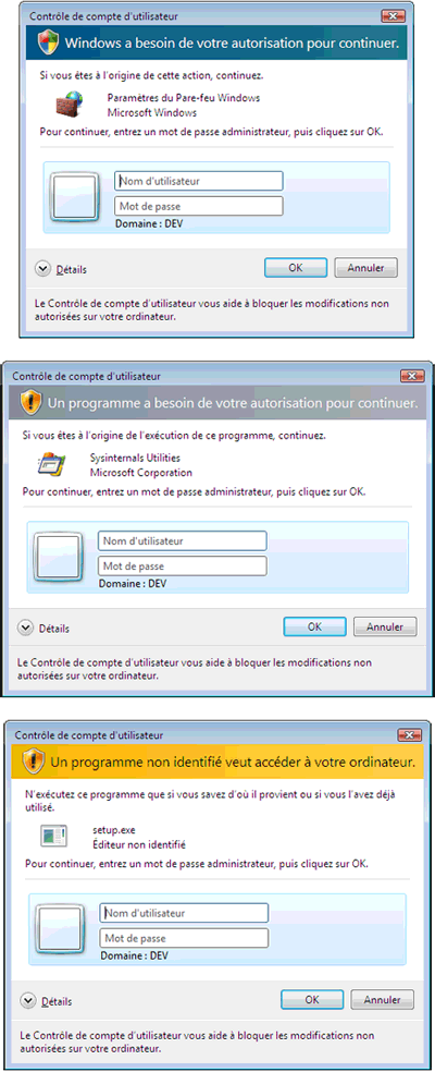 Figure&nbsp;11 Boîtes de dialogues d’élévation OTS