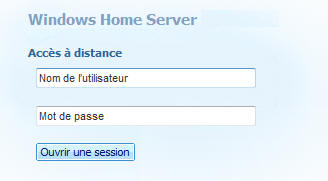 Windows home server login