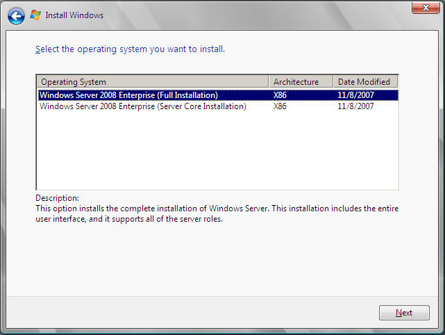 Windows Server 2008 core ou pas