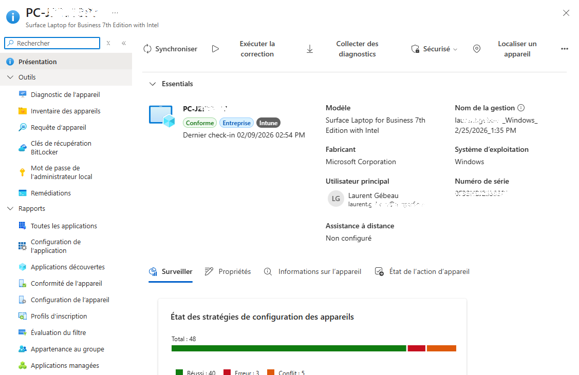 Nouvel écran intune